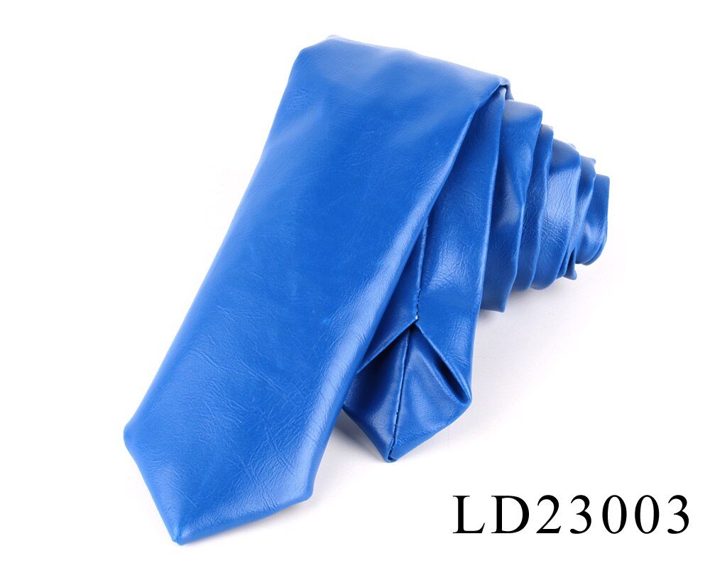 Nuevas corbatas de cuero PU para hombres, corbatas casuales de PU, corbata de sólida para hombre, corbata para traje de boda negocios: LD23003