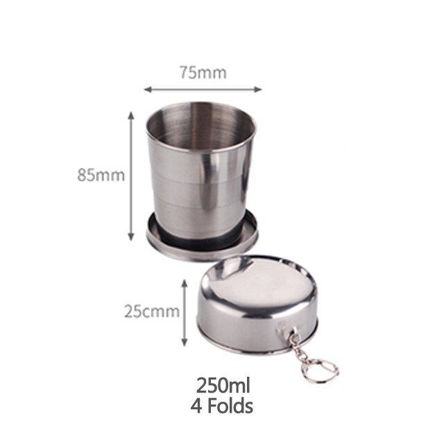 75ml/150ml/250ml Falten Tasse Edelstahl Klapp Becher Kaffee Tassen Faltbare Getränk Küche Zubehör