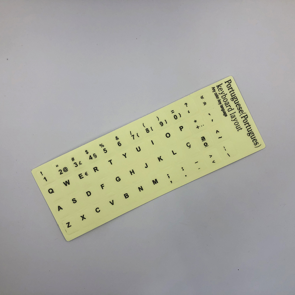 Portuguese Keyboard Stickers Letter Alphabet Layout Autocolantes de Teclado em Português: Yellow