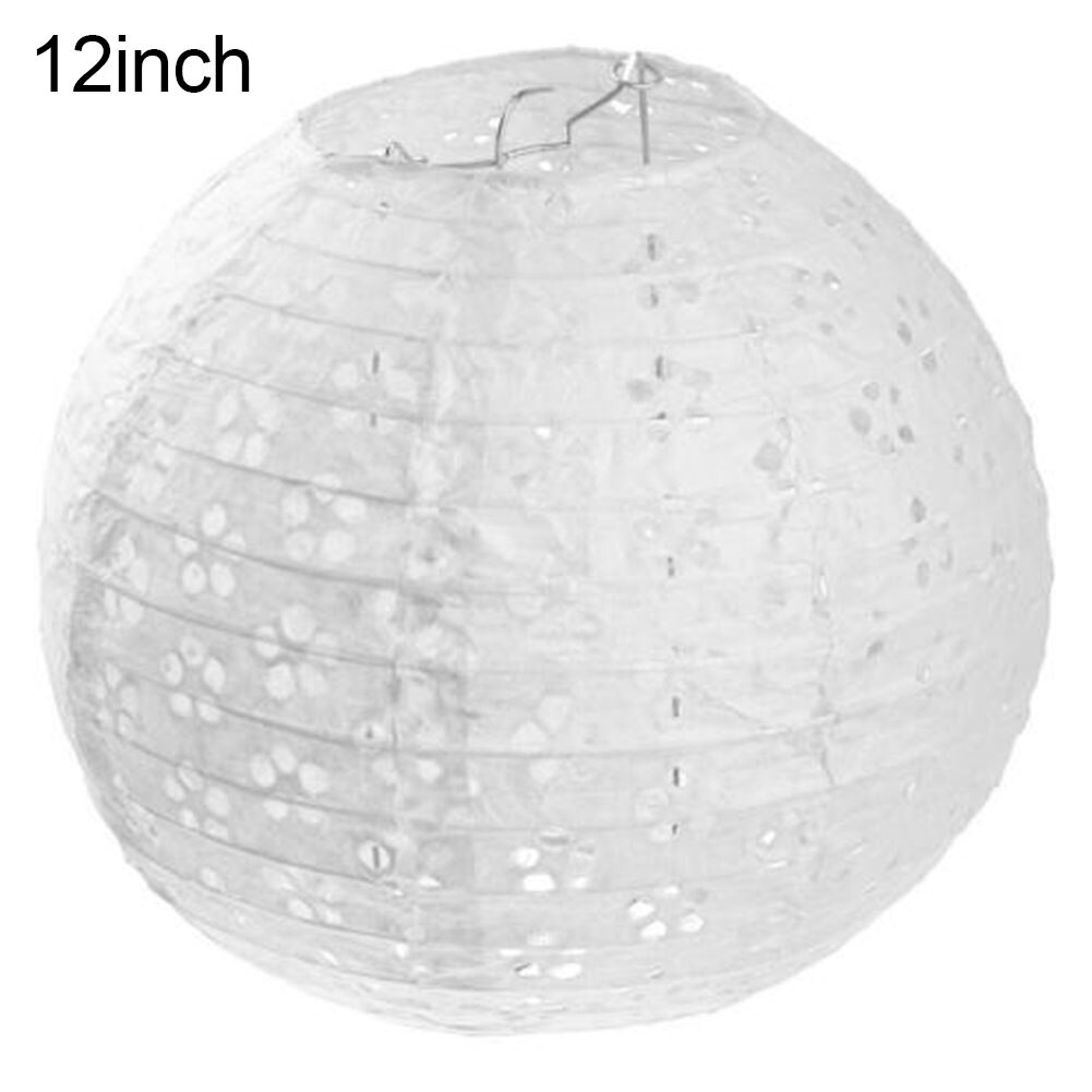 Chinese pruimenbloesem holle hangende papieren lantaarn huwelijksfeestdecoratie: Wit / 12 inch