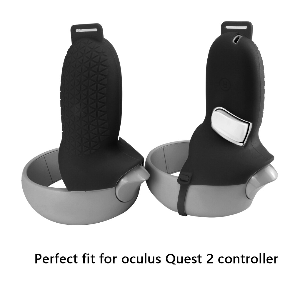 Vr Siliconen Cover Controller Beschermhoes Handvat Grip Covers Voor Oculus Quest 2 Vr Vr Glas Cover Half Controller: Black