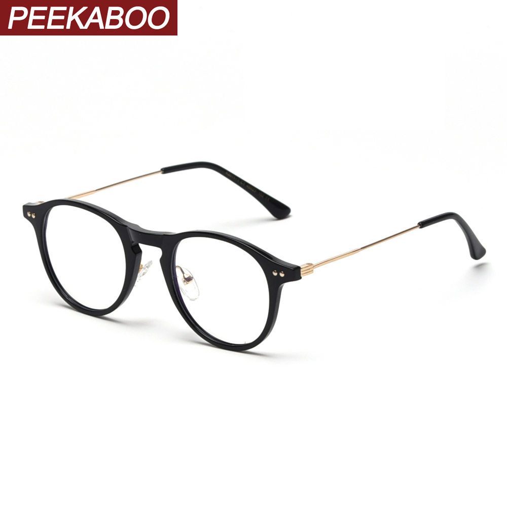 Peekaboo, gafas de filtro azul, mujeres, retro, transparente, gafas de ordenador para hombres, medio metal TR90, estilo coreano,
