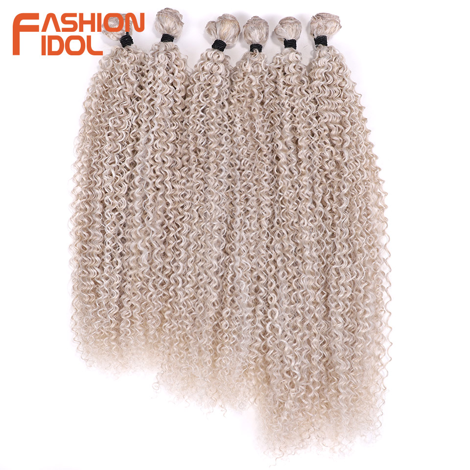 IDOL Afro Kinky Curly Hiukset Synteettinen Hiustenpidennys Ombre Blonde 20-24 Tuumaa 320g: Luonnollinen väri