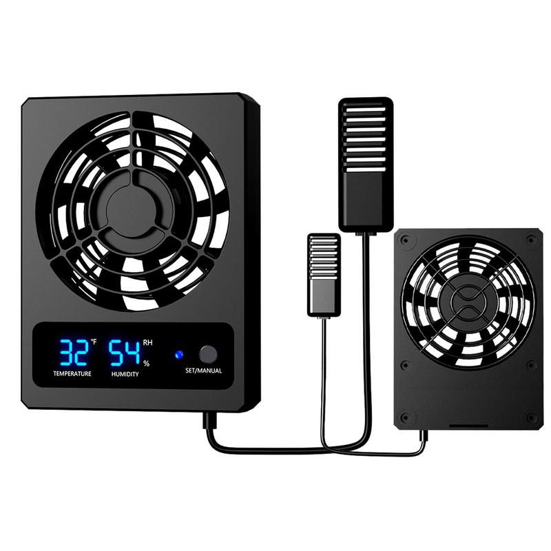 Temperaturgesteuerter Lüftungsventilator für Reptiliengehäuse, intelligenter Lüfter mit LED-Anzeige, geräuscharm, für Amphibien, Schlangen