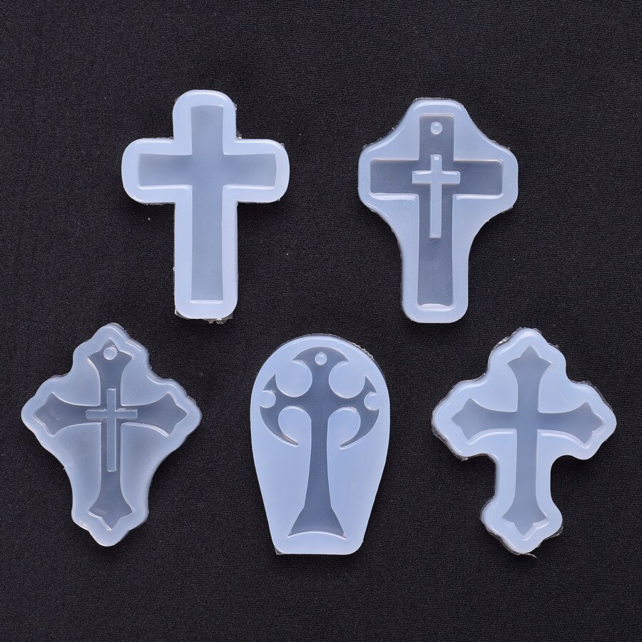 Goth cristal caixão caixa de armazenamento silicone molde resina para o dia das bruxas recipiente gótico molde suprimentos da arte diy resina que faz: 5 PCS Cross