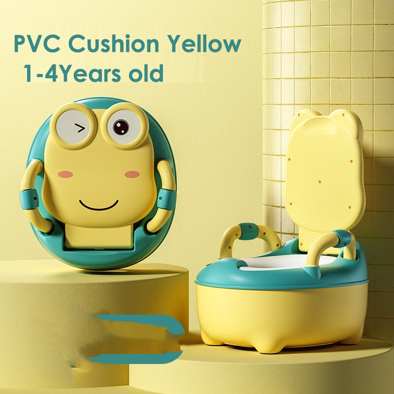 Children's Potties Portable Potty Training Urinal Toilet Seat Girls Boy Potty Kids Toilet Seat Toddler Pot Children Potty Bedpan: Yellow PVC Cushion