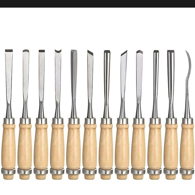 Gesneden Houtbewerking Beitel 12 Stks/set Handleiding Houtsnijwerk Hand Beitel Tool Set Timmerlieden Houtbewerking Carving Beitel Diy Gereedschap