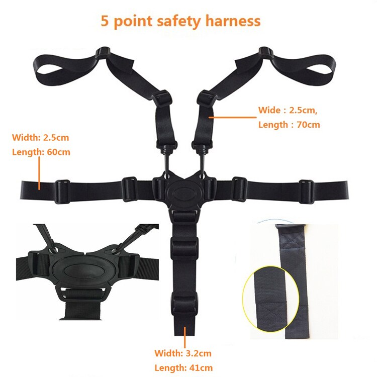 Arnés universal de 5 puntos para bebé, cinturón de seguridad, cinturones de seguridad para cochecito de bebé, silla alta, asiento de seguridad para niño, cuna de bebé, bicicleta de bebé