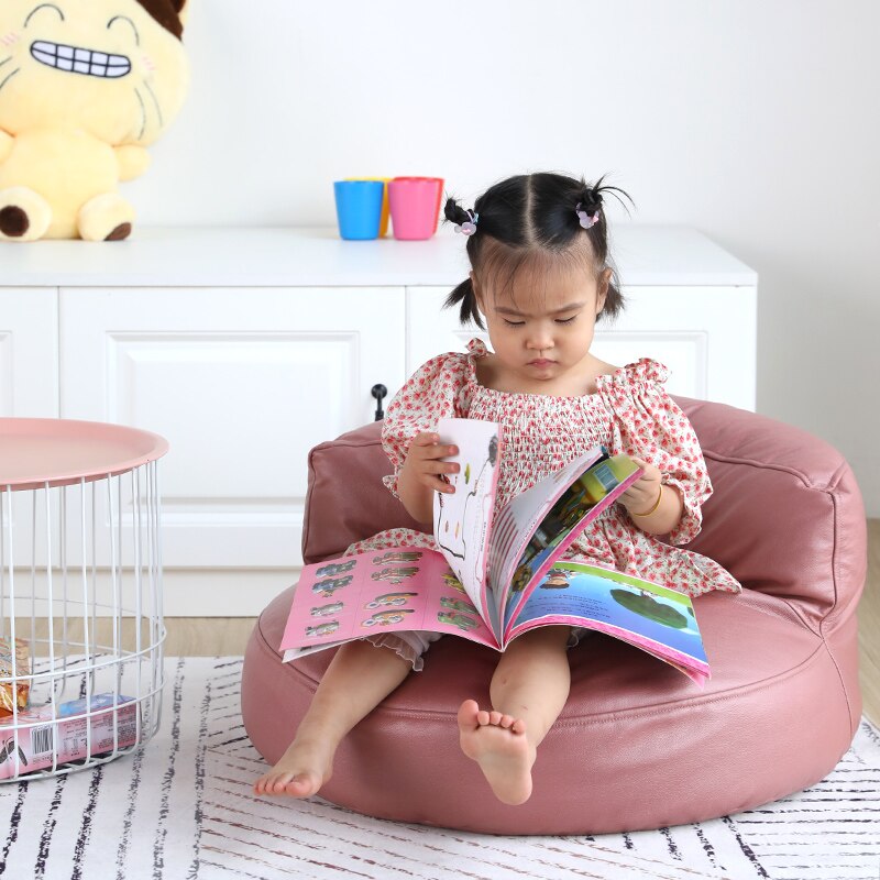 Baby barn voksne læder sækkestol sofa hvilestol kuffert uden påfyldning udendørs sækkestol gulv sæde doven sofa: S-lyserød
