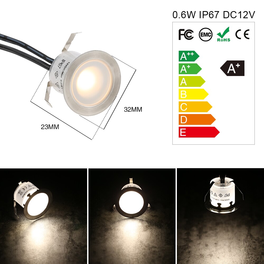 16 Stck 0,6 W Hohe Helle Einbau LED Deck Licht Wasserdicht in Boden Außen Landschaft LED Beleuchtung für Treppen Terrasse garten Boden