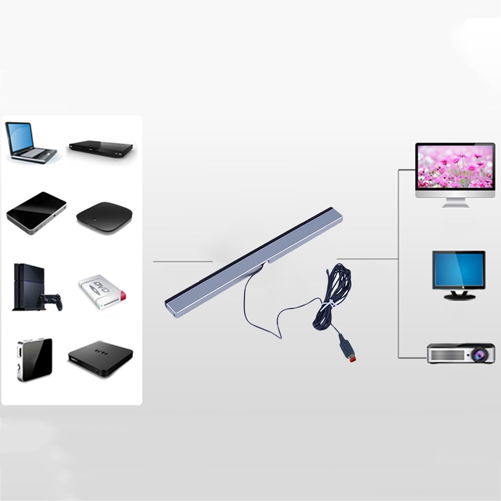 Kablet infrarød ir signal ray sensor bar modtager til nitendo wifi fjernbetjening fremragende signal