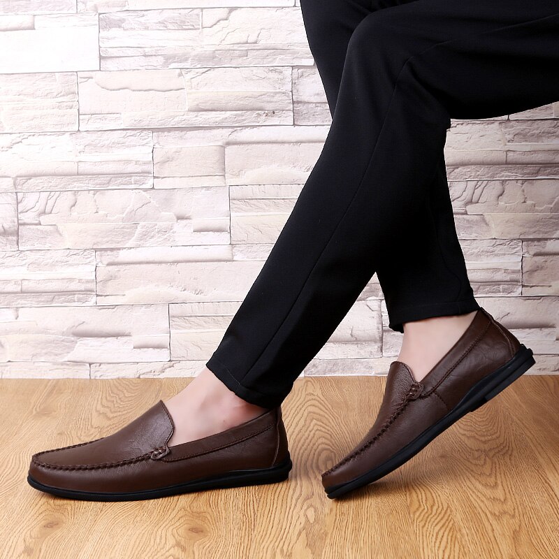 Clax herre mokkasiner sommer mand læder sko slipons mandlige båd sko flade loafers åndbar