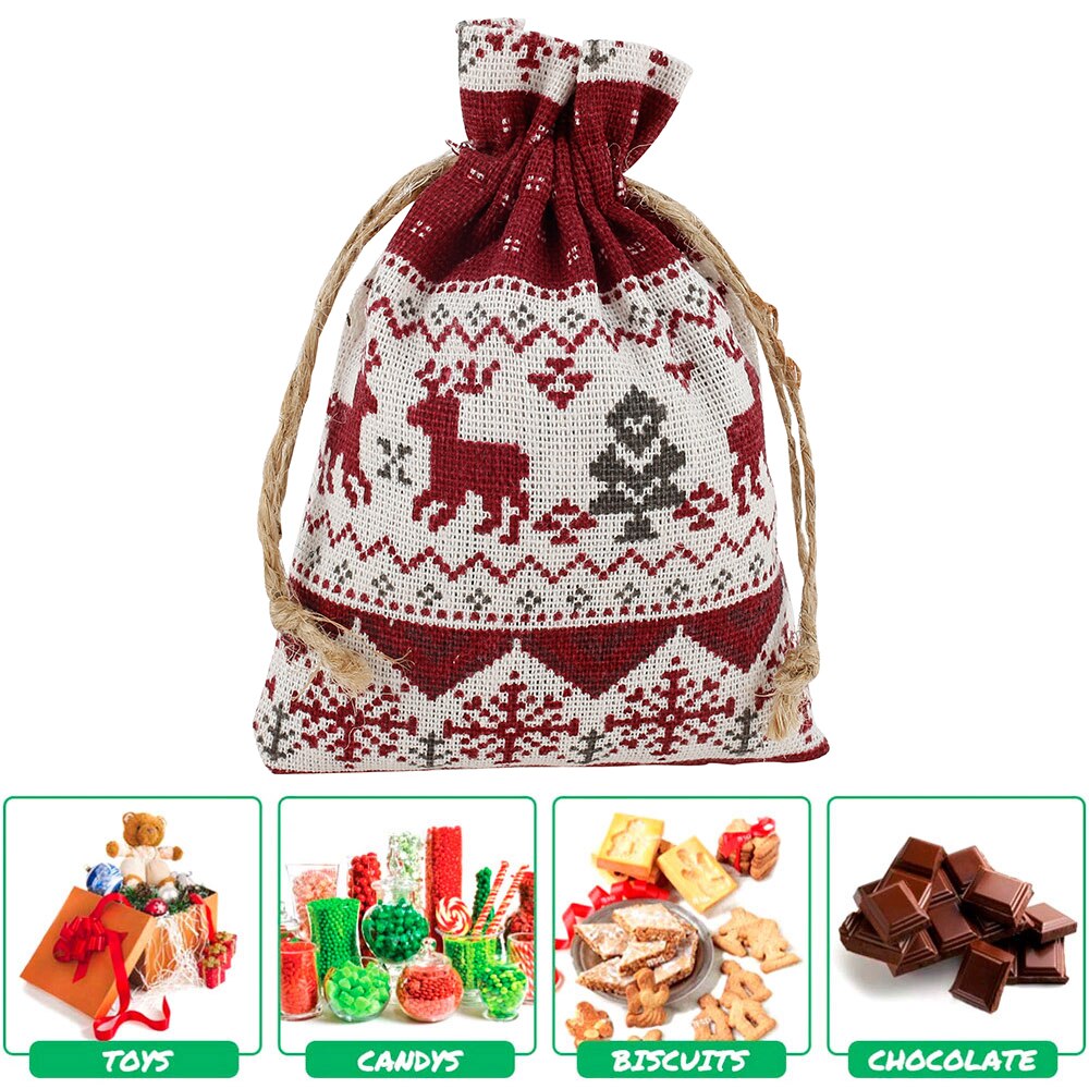 24 stk / sæt julebute linning taske mini opbevaring advent kalendere jute sæk bryllupsposer til fødselsdagsfest diy
