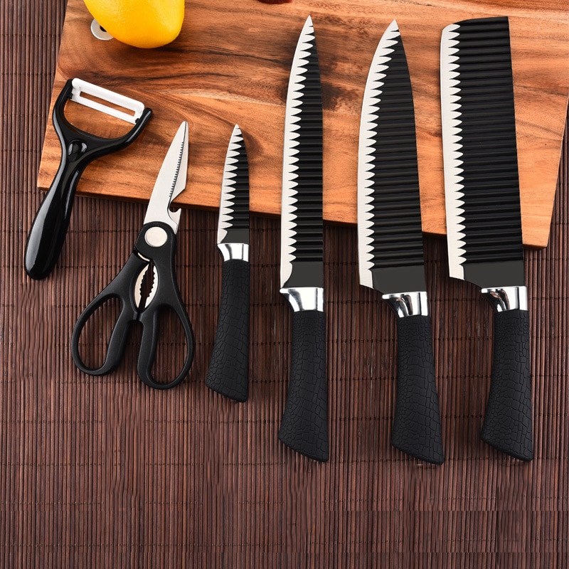 6 stücke Küchenmesser Set Hand Geschmiedet Küche Messer Schere Keramik Schäler Chef Slicer Schäl Messer als