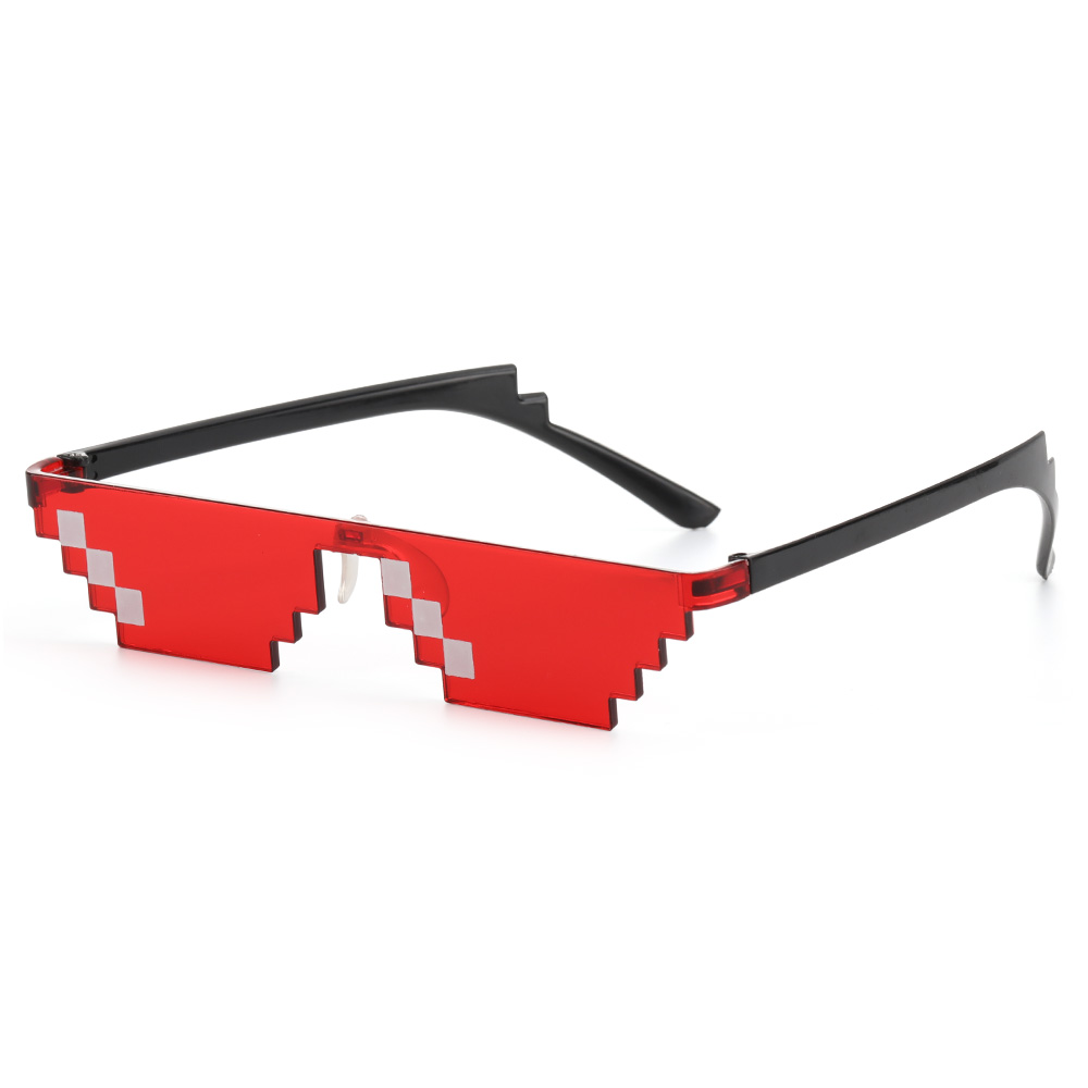 divertido mosaico gafas de sol Thug Life gafas de sol Pixel negro Retro Gamer Robot gafas de sol de cumpleaños Cosplay favores: Oro