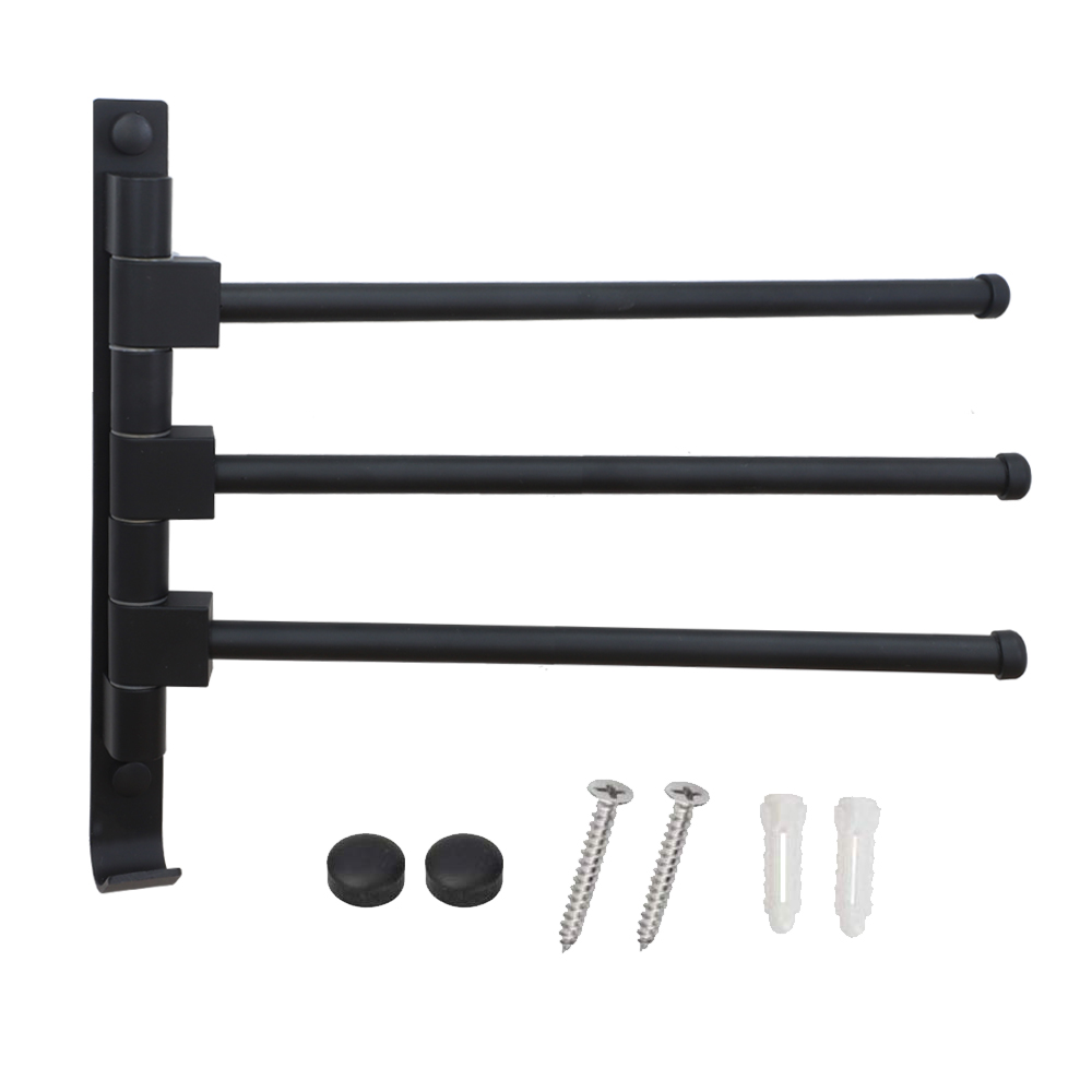 Toallero de baño con 3/barras 4/5 movibles, estante moderno Simple para accesorios de baño, color negro: B Three Towel Bar