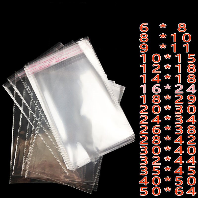 Clear Self-adhesive Cello Cellophane Bag Self Sealing Small Plastic Bags for Candy Packing Resealable Cookie Packaging Bag Pouch