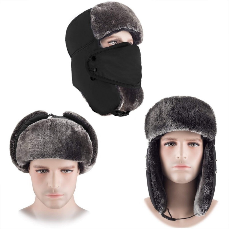 Russische Bomber Hüte Warme Winter Männer Frauen unisex Wandern Ohrenschützer Kappe Mit Maske Dicke Warme CamoCap Ohr Reiten