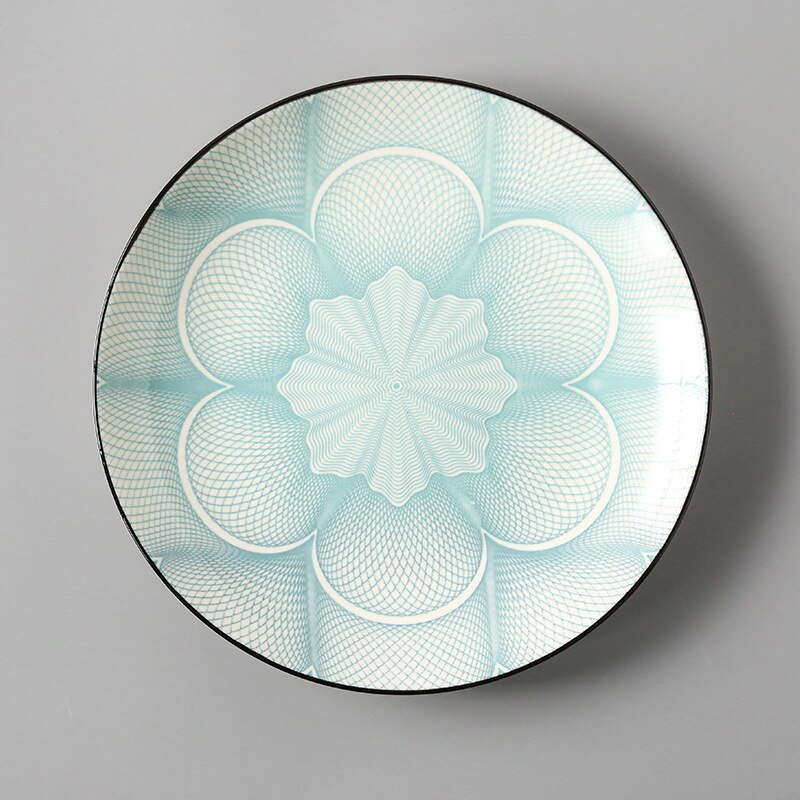 Japanese Style 8 inch Simple Household Round Shallow plate ceramic plate food dinner plates Steak Dishes pratos vaisselle piatti: Light blue 8 inch