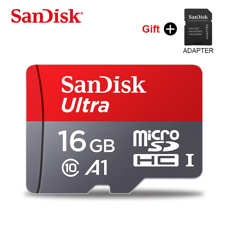 SanDisk tarjeta Micro SD tarjeta de memoria de 16GB 32GB 64GB MicroSD de 128gb máx. 80 M/s Uitra C10 TF tarjeta Clase 10, 16gb, 32GB cartao de memoria: 16GB  Adapter