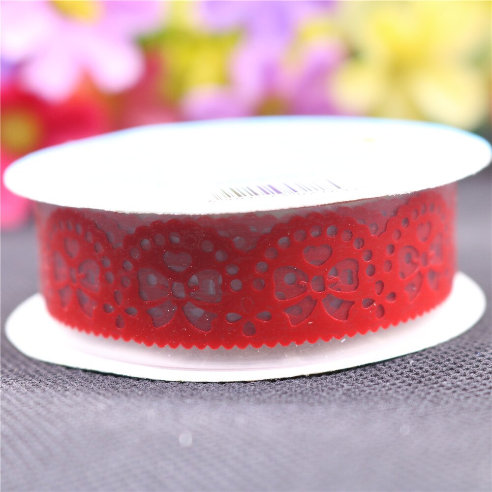 1 stücke Süssigkeit Farben Spitze Band Dekoration Rolle DIY Washi Dekorative klebrig Papier Maskierung Band Klebeband Sammelalbum Band