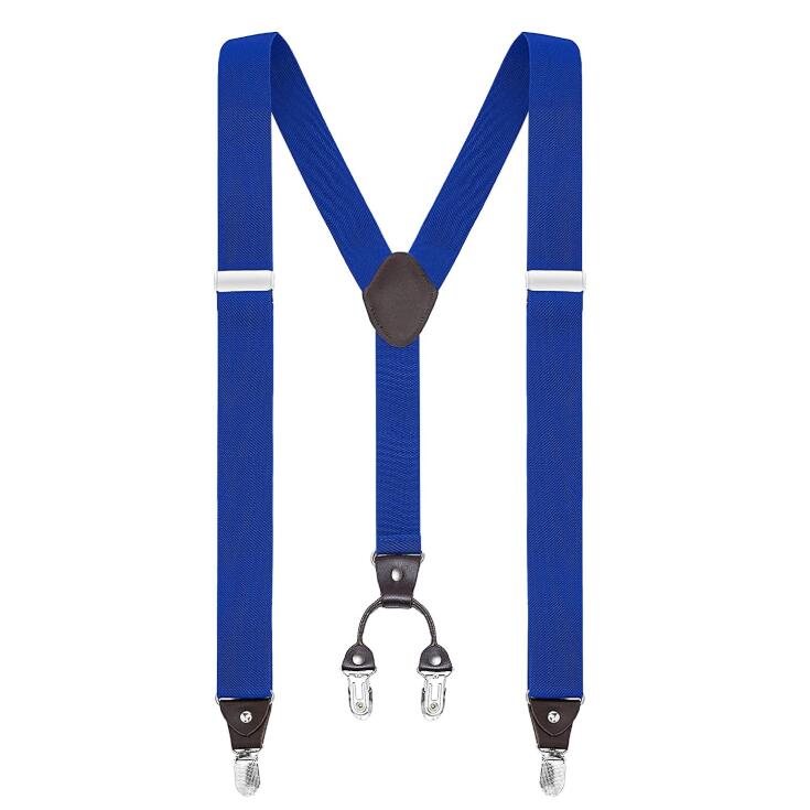 Style 3.5cm y-form 4 klips seler herre seler suspensorio masculino til mand eller kvinde: Kongeblå