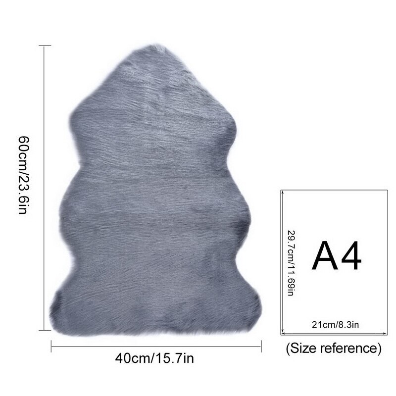 Luxe Rectangle doux en peau de mouton moelleux zone tapis Faux blanc fourrure tapis Shaggy cheveux longs solide tapis salon coussin de siège décor à la maison: 40x60cm Silver Gray