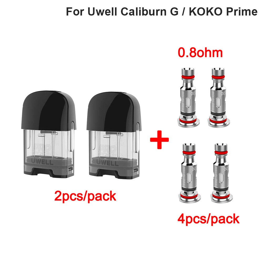 Bobina de cartucho Uwell Original, para Uwell Caliburn / Caliburn G / KOKO: G 2pods 4coil 0.8