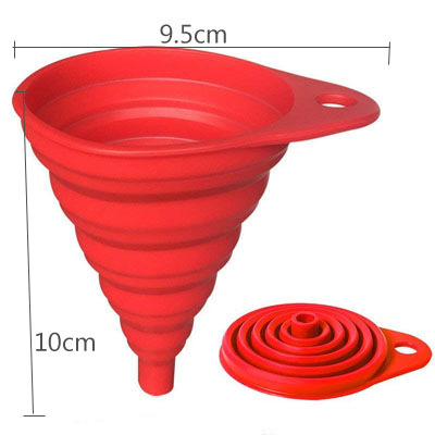 Ermakova 100% Food Grade Siliconen Inklapbare Trechter Flexibele Opvouwbare Keuken Trechter Voor Liquid Transfer Fda Goedgekeurd: Small Red
