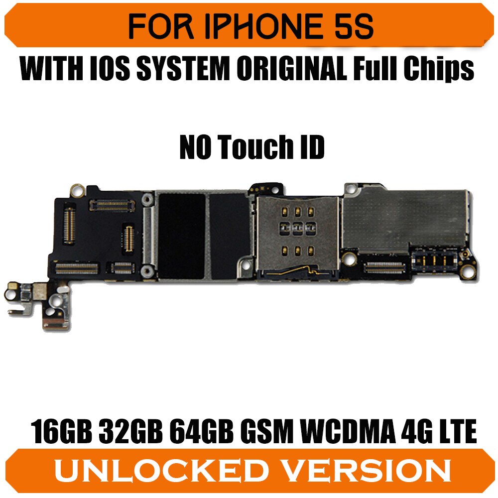 Placa base desbloqueada para iphone 5S, tarjeta madre de 16GB/32GB/64GB,100% Original para iphone 5S, con/sin ID táctil LBS, iCloud gratis MB