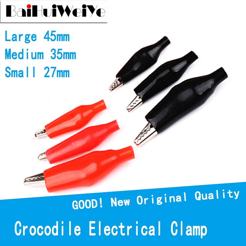 10pcs/lot Metal Alligator Clip Crocodile Electrical Clamp Testing Probe Meter Black Red with Plastic Boot Car Auto Battery