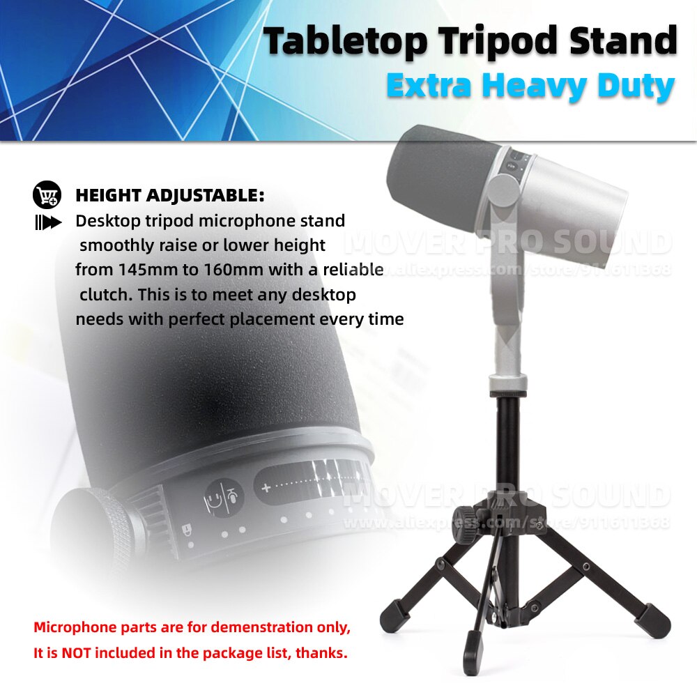Extra Heavy Duty Table Top Desktop Mic Tripod Bracket Boom Hold For SHURE MV7 MV 7 Dynamic USB Microphone Stand Mount Holder