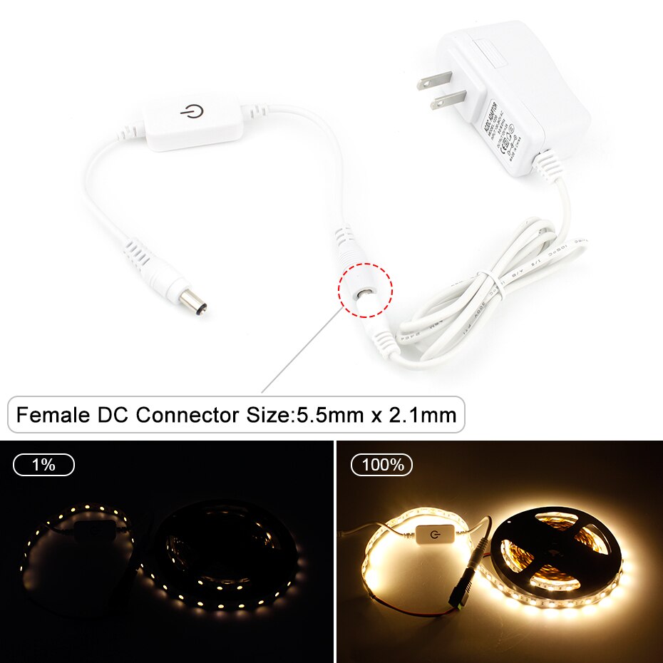 Berøringssensor av/på-bryter trinnløs dimbar lysbryter lysstyrkejustering dimmerkontroller for led stripelampe  dc 12v-24v