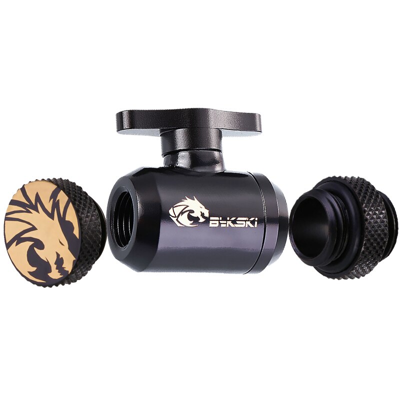 Bykski PC Water Cooling Fittings Combo Plug+Water Valve+Mini Double Male Fitting: black-KIT