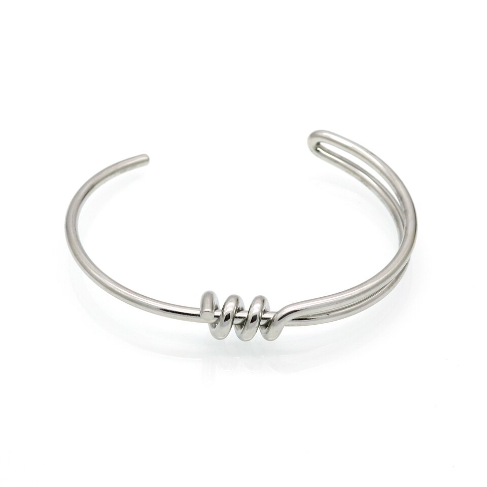 Einfache handgefertigt Kunst Knoten Armbinde Edelstahl modisch Schmuck Gold-farbe Manschette Armbänder &Ampere; Armreifen Für Frauen Felsen Schmuckstück