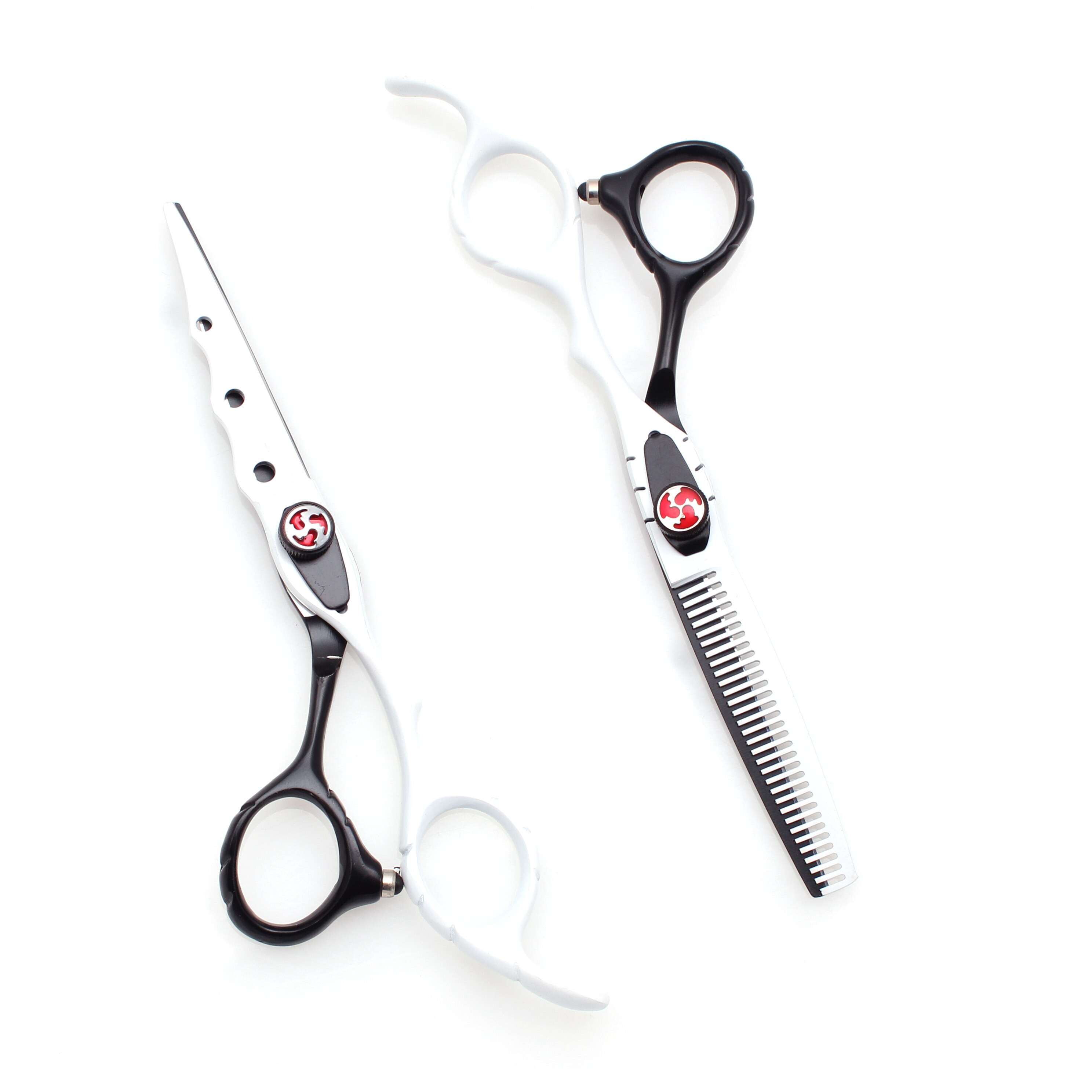 6.0 " 17.5cm gravyr logotyp vit färg frisörsalong gallringssax klippsax frisörsax set  c1019