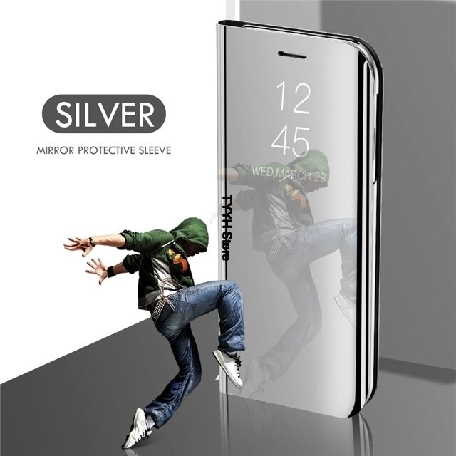 Luxury Smart Mirror Case For Huawei Y8P Cases Fundas Flip Cover For Huawei Y8P Y8 P Y 8P AQM-LX9 AQM-LX9N Phone Case Etui bags: Silver