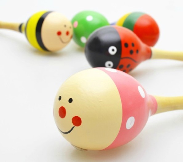 Wooden Maraca Wood Rattles Kids Musical Party favor Child Baby shaker ToySand hammer wood hammer color wooden rattles baby toys