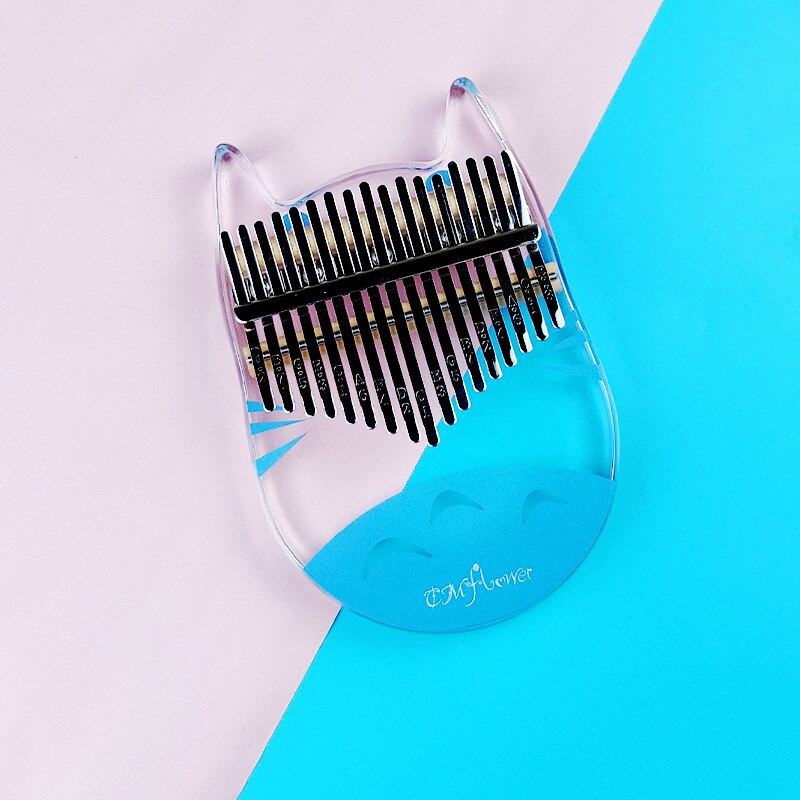 Clear Kalimba Thumb Piano Cat Shaped 17 Key Solid Finger Piano Transparent Body Cute Crystal Acrylic Kalimba With Beginners: Sea Blue Cat