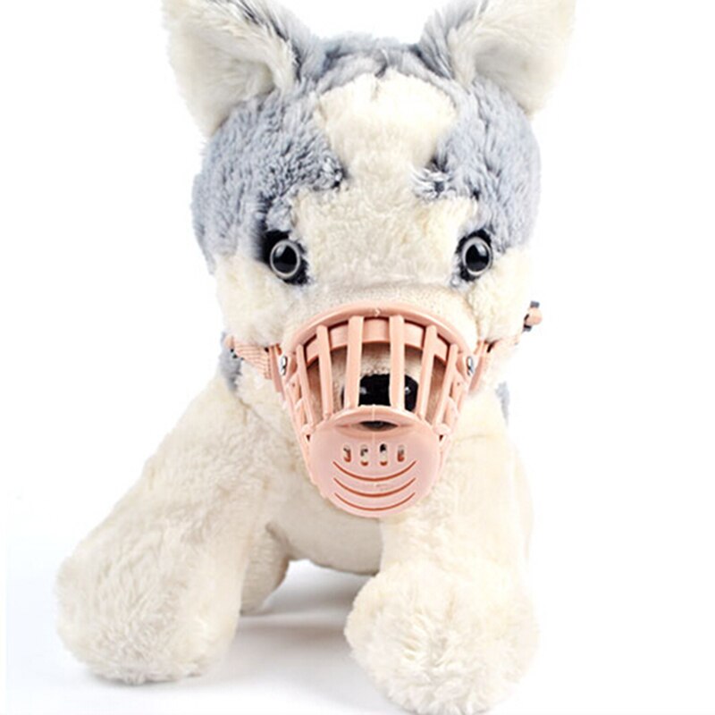 Muselière réglable rose en plastique solide pour chien, 7 tailles, masque buccal Anti-morsure pour chiot