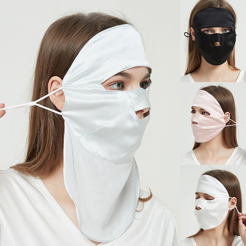 1Pc Ultradunne Ademend Gezicht Shield Anti-Uv Zijde Masker Anti-Rook Winddicht Sluier Volledige Gezicht Fiets Masker mode Accessoires