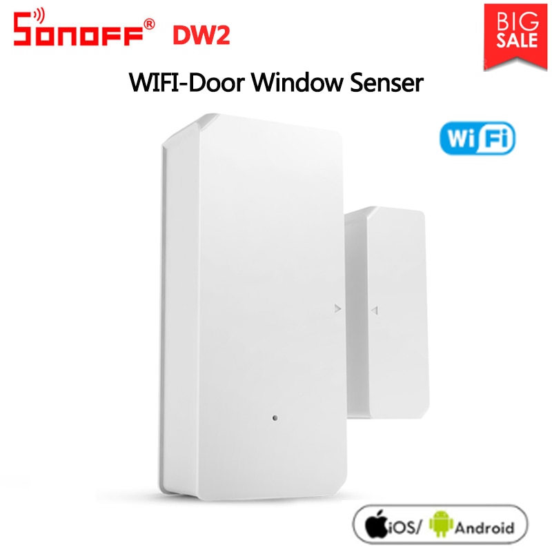 SONOFF-Sensor de ventana y puerta inalámbrico DW2, detectores abiertos/cerrados, notificación de alerta por aplicación eWeLink, alarma de seguridad para el hogar inteligente