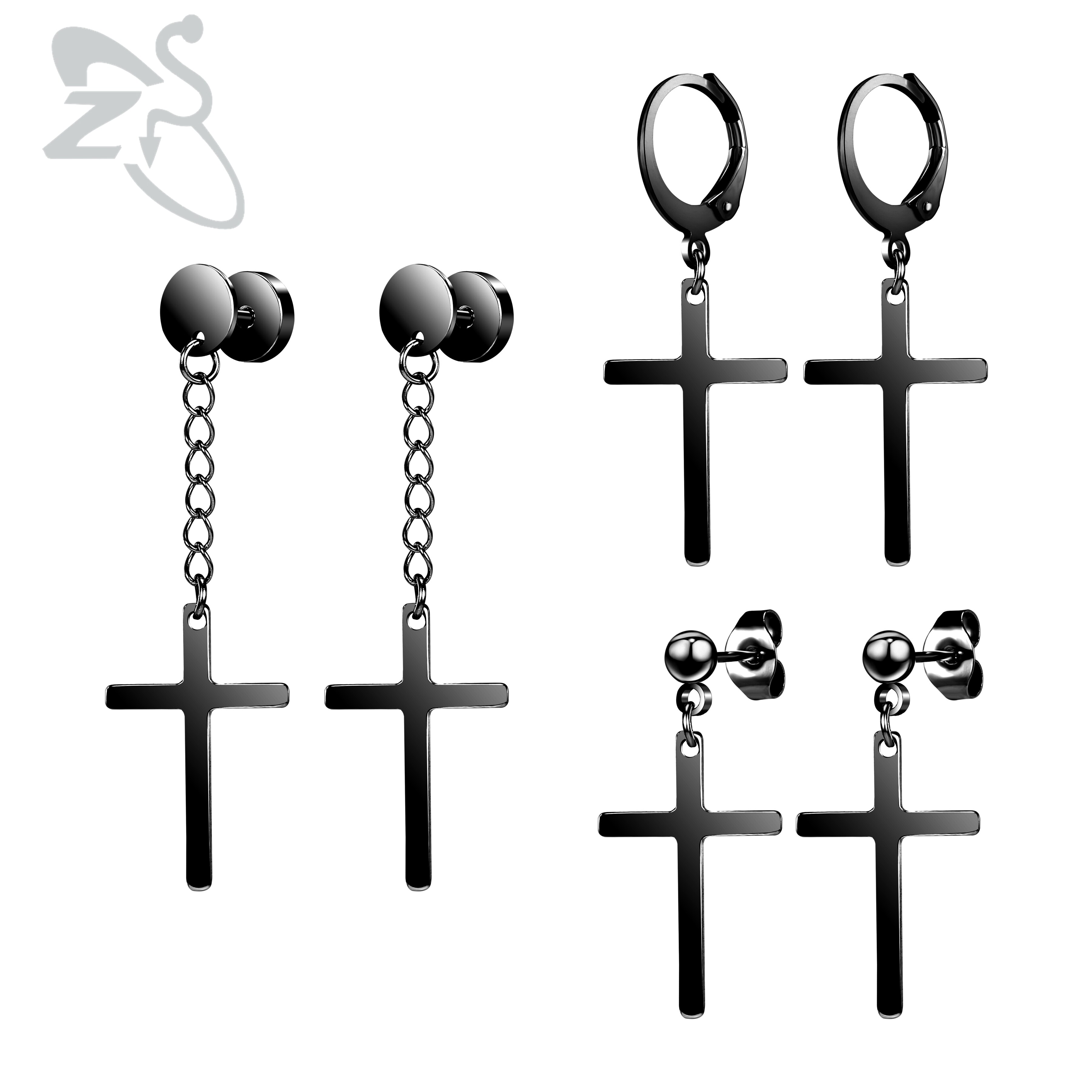 Zs 5-16 Stks/partij Punk Rock Kruis Oorbellen Set Voor Mannen Vrouwen Rvs Hoop Earring Gothic Hip hop Cirkel Ronde Oorbel: style3