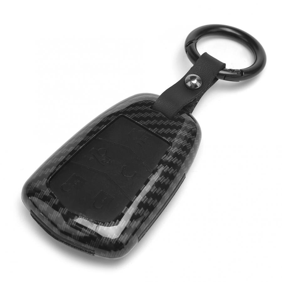 Case Carbon Fiber Textuur Remote 5 Knoppen Sleutelhanger Case Zwart Fit voor Cadillac Zwart Key Shell Case Auto Accessoires