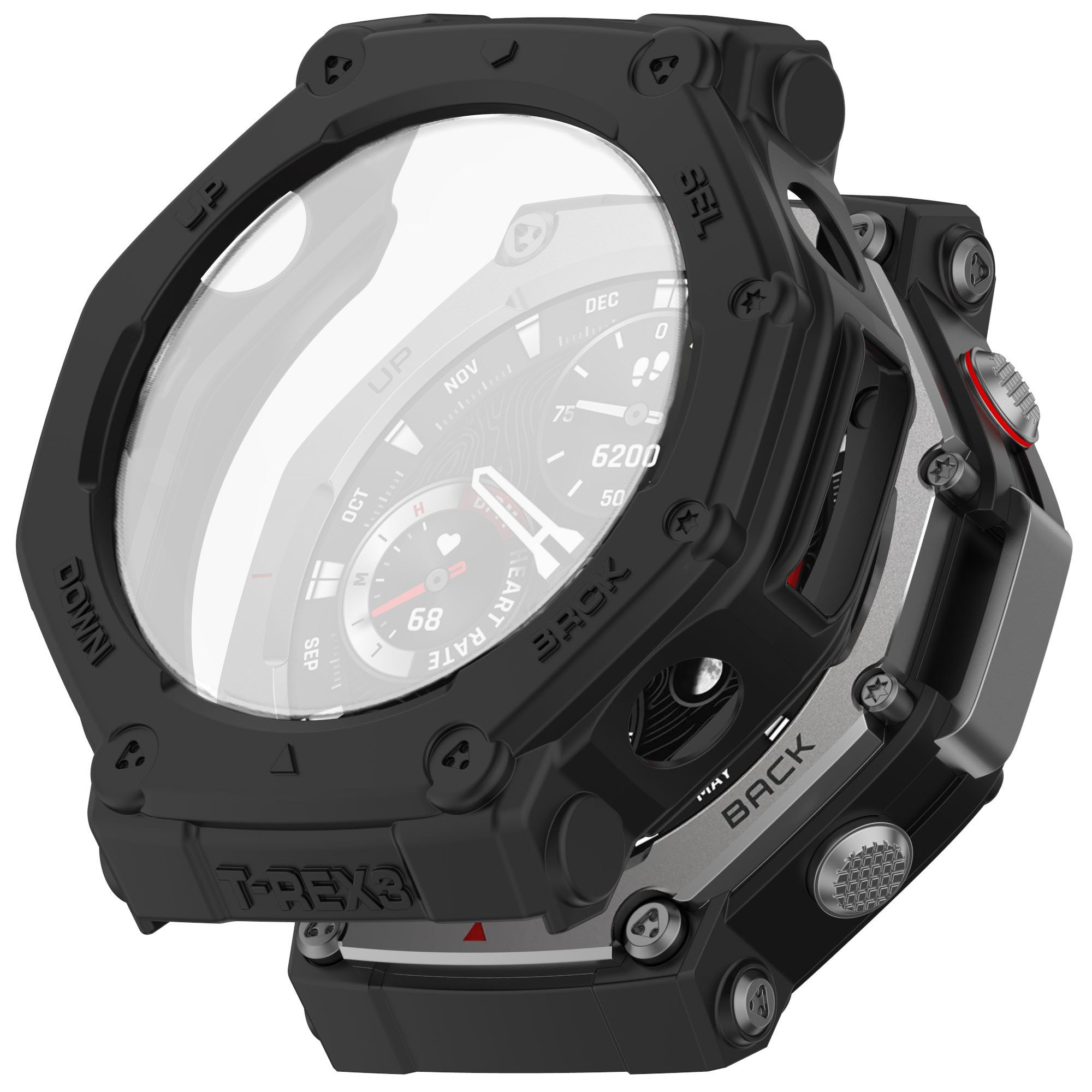 Vidrio + funda para Amazfit t-rex 3 Protector de pantalla antiarañazos película de vidrio templado + parachoques cubierta protectora de silicona Accesorios: Oliva oscuro