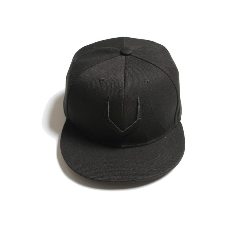 Suogry alta qualidade cinza lã snapback 3d bordado perfurado hip hop boné de beisebol bill plana para homem e mulher: black