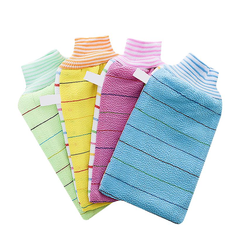 4 stk/pakke badevaskehåndklæder eksfolierende handsker bodyscrubber handske badeluffer scrubs til brusebad (tilfældig farve)