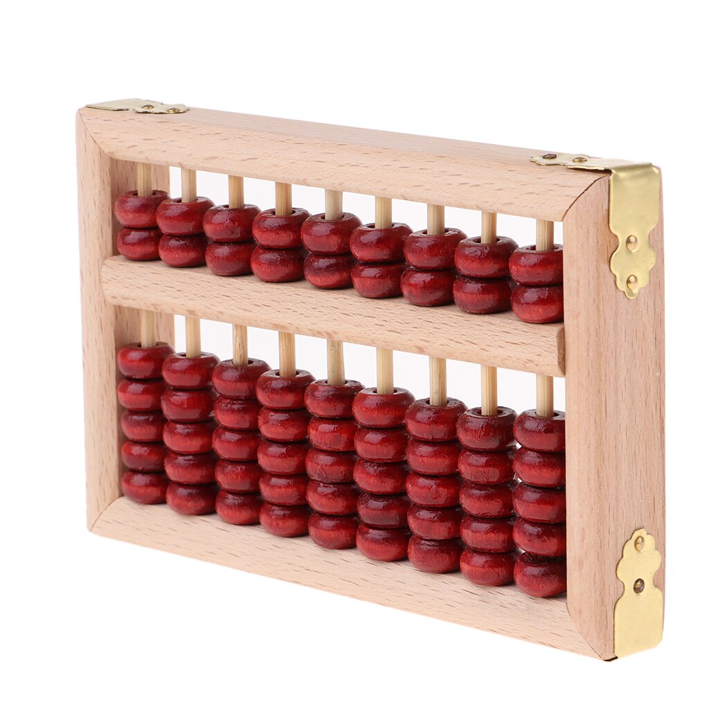 Vintage Stijl Houten Abacus-Professionele 9 Rijen Chinese Houten Kolom Rekenmachine Met Reset Knop Vakmanschap Voor Kids