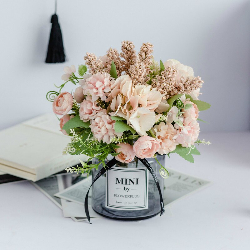 Nordic Lass Fles Charmante Rose Bloem Gerbera Daisy Voor Bruiloft Woonaccessoires Decoratie Room Decor