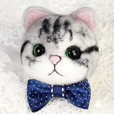 Muñeca de imitación de caricatura de la cabeza del gato, muñeco de lana de fieltro hecho a mano, materiales de fabricación de , herramientas suaves, no se decolora, exquisita y encantadora: 7